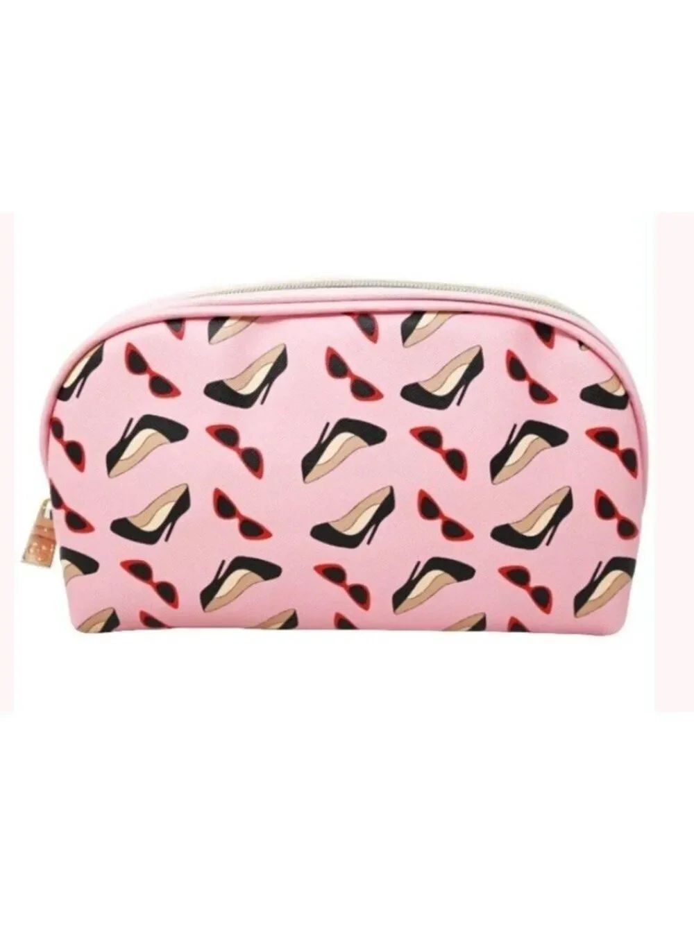 Pink Sunglasses Heels Heels Cosmetic Makeup Travel Bag Zips Clementine Jane NWT